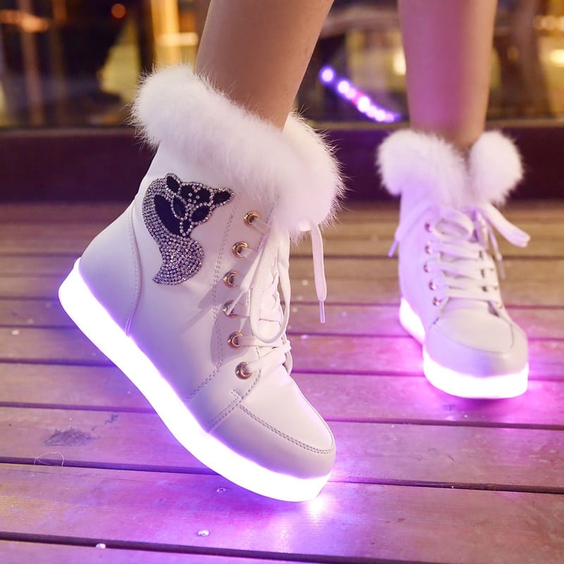 LED Light Fluffy Boots - Kawaii Fashion Shop  Cute Asian Japanese Harajuku  Cute Kawaii Fashion Clothing