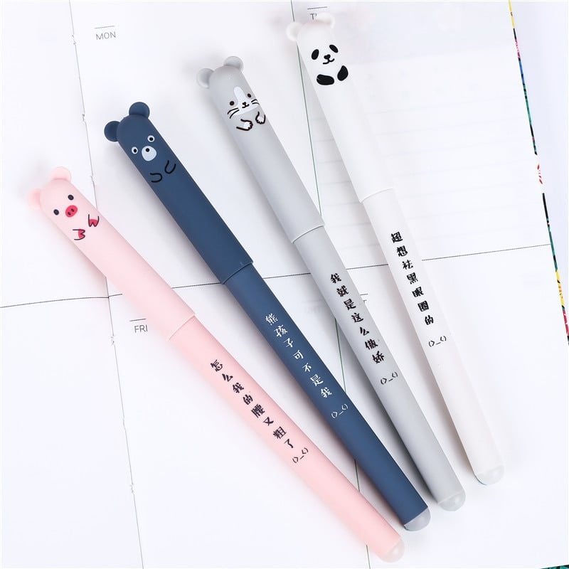 Stylos Kawaii Donut 4 pièces - Licorne / Panda / Chat / Ours