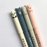 Bolígrafo de gel borrable Kawaii Pig Bear Cat Mouse 4 piezas oso kawaii