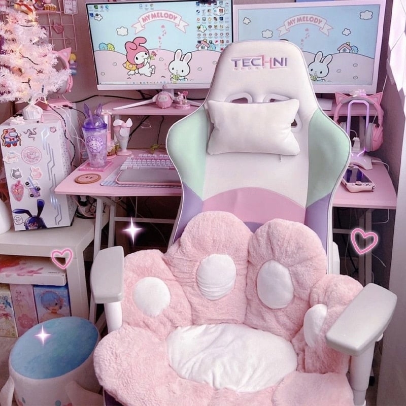 Kawaii Plush Chair Cushion, Backrest Cushion Cushion