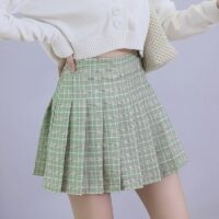 Mini-jupe coréenne à carreaux taille haute Kawaii coréen