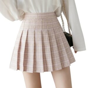 Korean High Waist Plaid Mini Skirt Korean kawaii