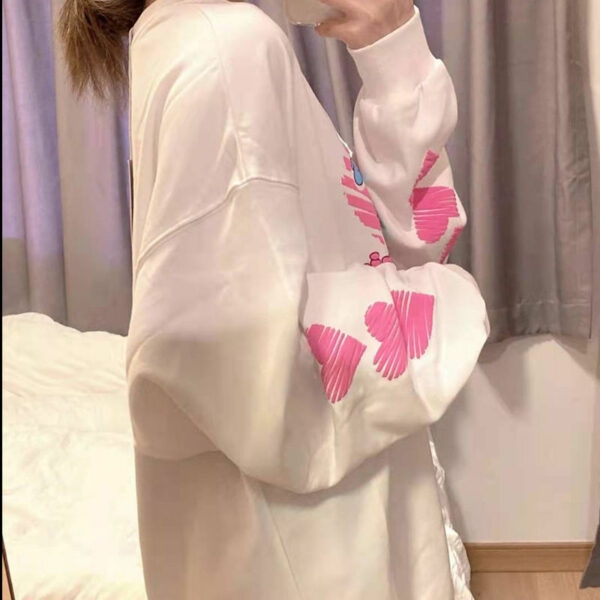 Bluza z kapturem Harajuku Y2k z literami w kształcie serca Kawaii Harajuku