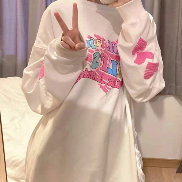 Bluza z kapturem Harajuku Y2k z literami w kształcie serca Kawaii Harajuku