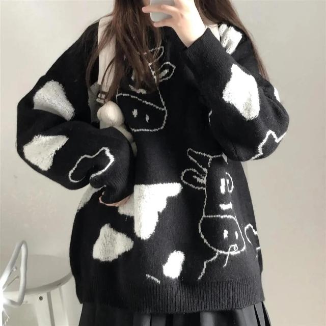 Кавайный пуловер из коровьего свитера