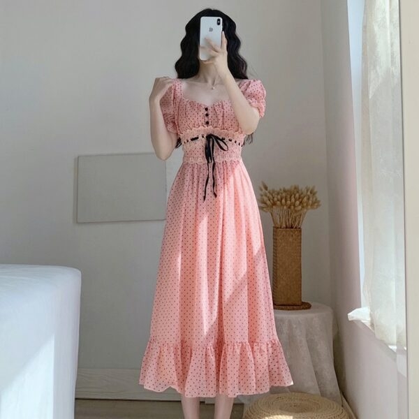 빈티지 썸머 도트 미디 드레스 4