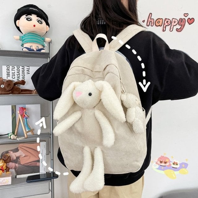 Kawaii 3D Plush Bunny Backpack