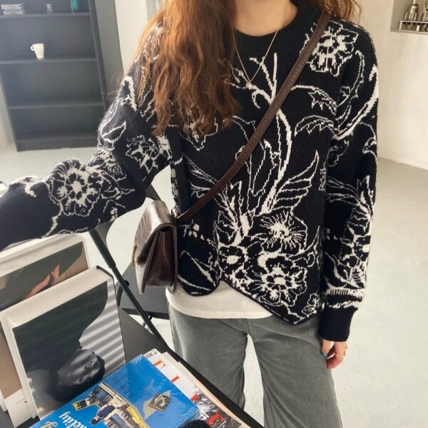 레트로 오넥 코리안 스웨터 한국어 귀엽다