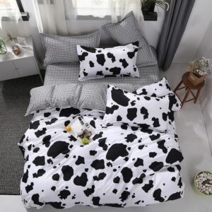 Kawaii Milk Cow Printed Bed Set Bäddset kawaii