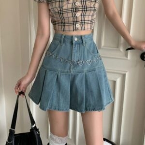 Harajuku Casual Denim Mini Skirt Harajuku kawaii