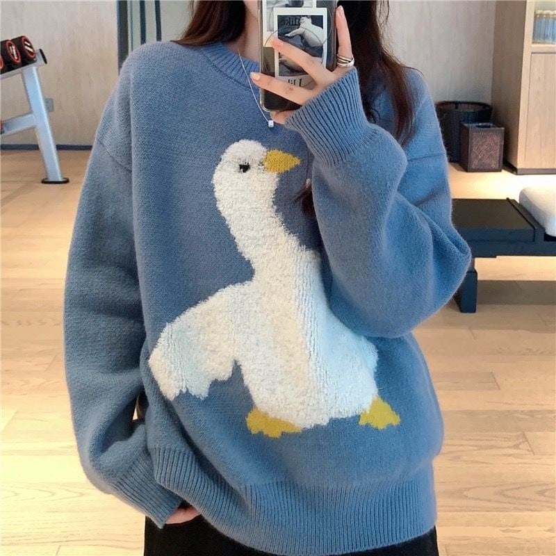 Kawaii Cartoon Duck Sweater - Kawaii Fashion Shop | Cute Asian Japanese ...