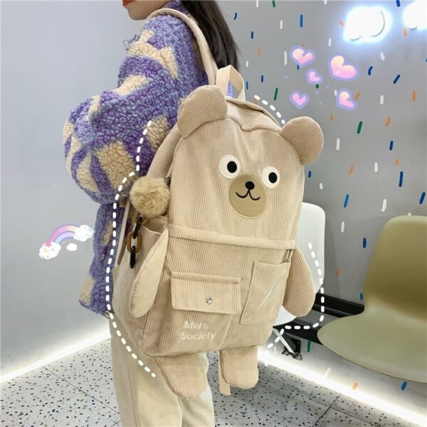 Милый рюкзак с большим медведем Вельвет каваи