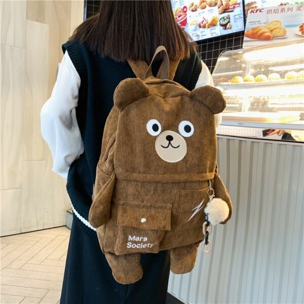 Милый рюкзак с большим медведем Вельвет каваи