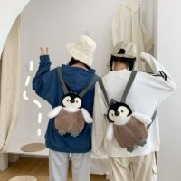 Linda mochila de peluche de pingüino Bolsa de dibujos animados kawaii