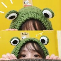 Kawaii Cute Knitted Frog Hat Beanie Cap kawaii