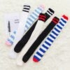 Fuzzy Striped Overknee Socken