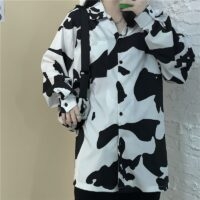 Blusa con estampado de vaca lechosa estilo coreano vaca kawaii