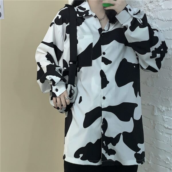 Блуза молочного цвета с коровьим принтом в корейском стиле Корова кавайи