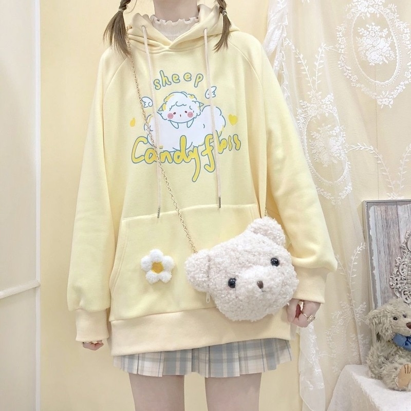 Kawaii E Girl Print Hoodie - Kawaii Fashion Shop  Lindas roupas asiáticas  japonesas Harajuku fofas da moda Kawaii
