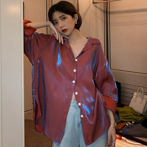 Koreańskie seksowne koszule w stylu vintage Kawaii w stylu koreańskim