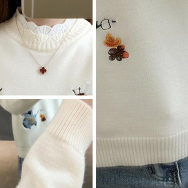 Pullover mit kleiner Biene-Stickerei Koreanisches Kawaii