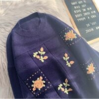 Корейский винтажный свитер с вышивкой Харадзюку Харадзюку кавайи