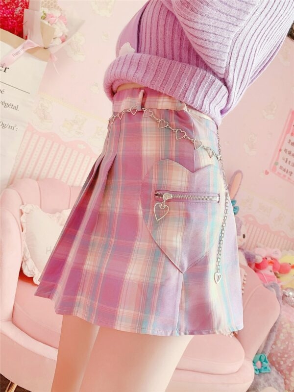 Lolita Plaid Mini Pleated Skirt - Kawaii Fashion Shop | Cute Asian ...