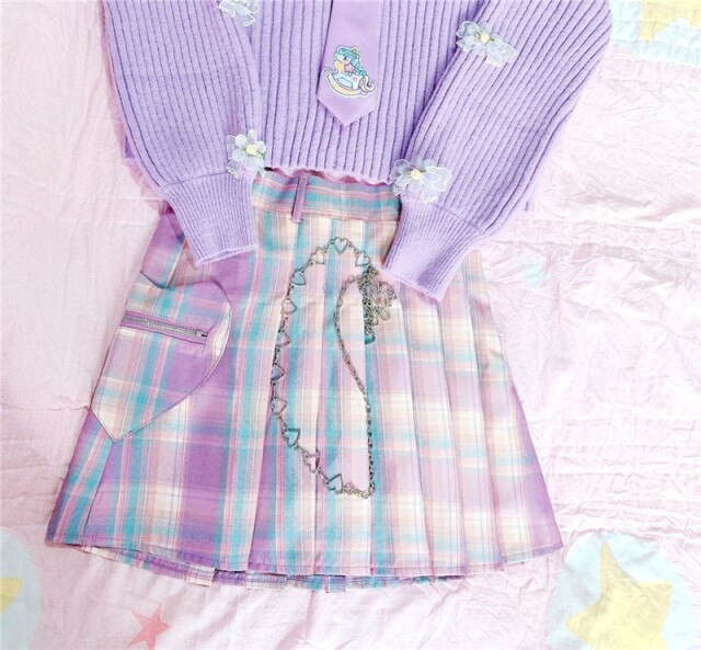 Lolita Rutig Mini Plisserad kjol