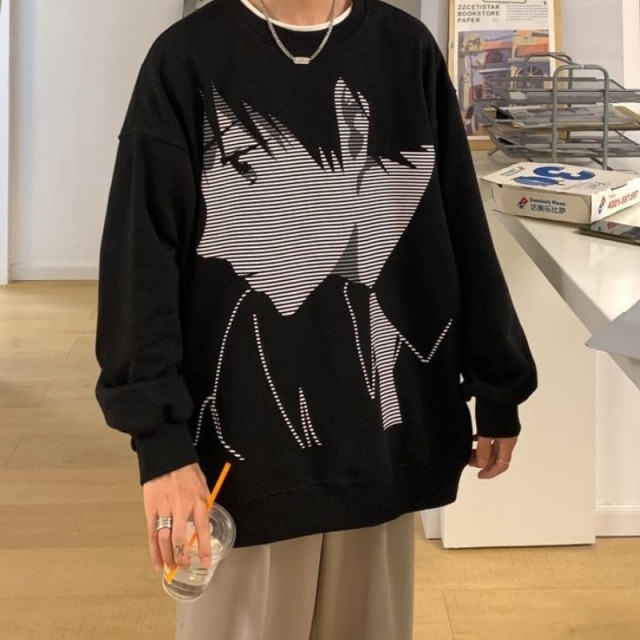 Harajuku-Sweatshirts mit Anime-Print