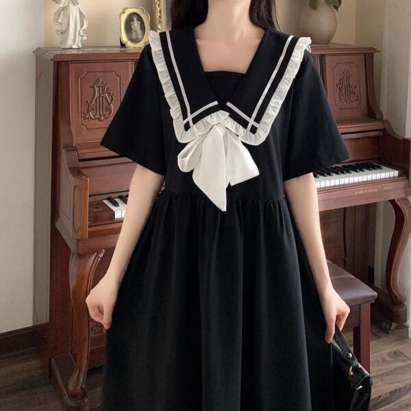 Kawaii Black Summer Bow Dress Lolita kawaii