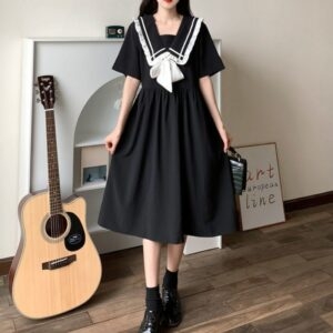 Vestido kawaii con lazo de verano negro lolita kawaii