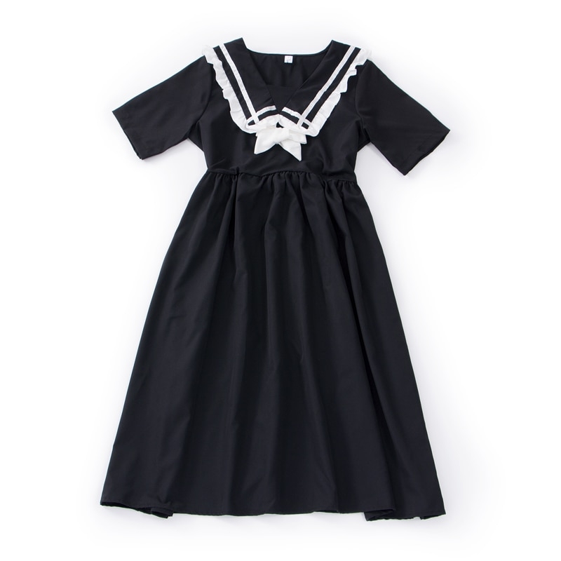 Kawaii Black Summer Bow Dress 1