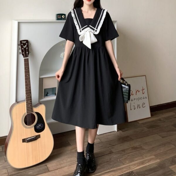 Kawaii Black Summer Bow Dress Lolita kawaii