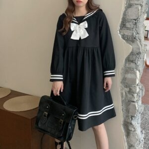Söt Lolita Sailor Collar Dress Jk kawaii