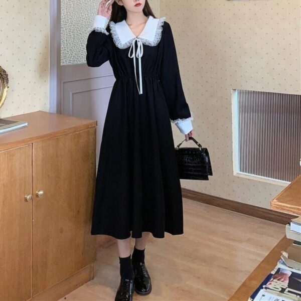 Vintage Black Sweet Long Dress Long Dress kawaii