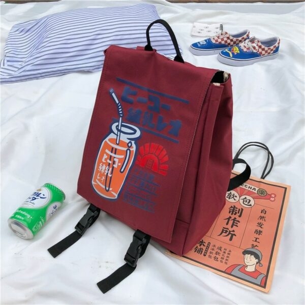 حقيبة ظهر من النايلون بطباعة الرسوم المتحركة Kawaii كاواي ياباني