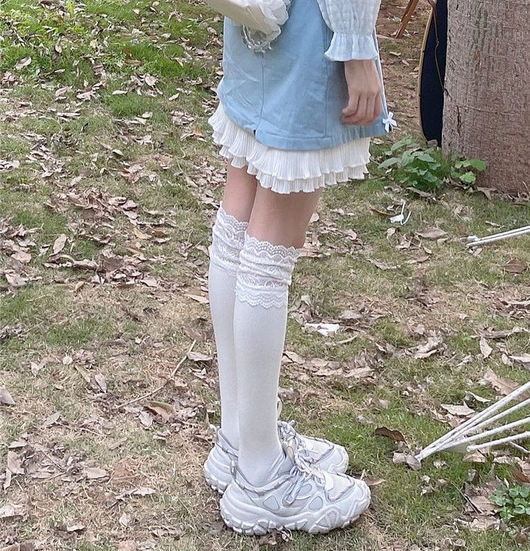 Японская голубая плиссированная юбка