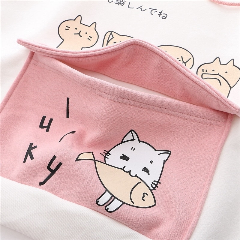 Sudaderas con capucha de gato de dibujos animados Kawaii