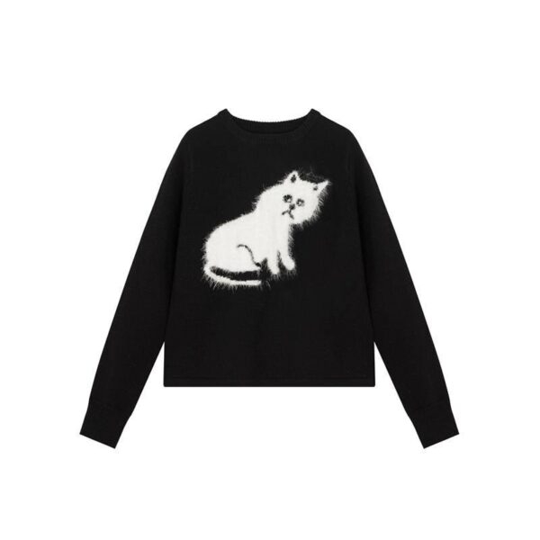 Suéter com estampa de gato Kawaii gato kawaii