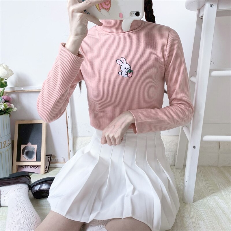 Moletom com estampa de coelho rosa Kawaii - Loja de moda Kawaii