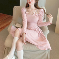 한국어 카와이 섹시한 스웨터 드레스 한국어 귀엽다