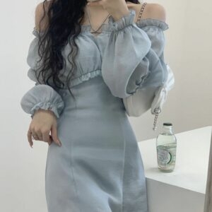 Vestido de fada coreano de manga comprida Vestido de fada kawaii