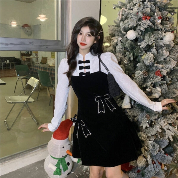 Koreanisches süßes schwarzes Lolita-Kleid