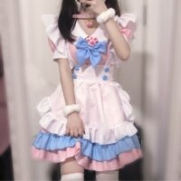 lindo vestido de uniforme de mucama cosplay kawaii