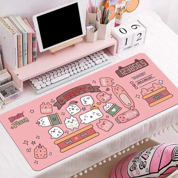 Alfombrilla de ratón de dibujos animados rosa kawaii Teclado kawaii