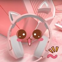 Cuffie con orecchie di gatto rosa Kawaii Kawaii carino