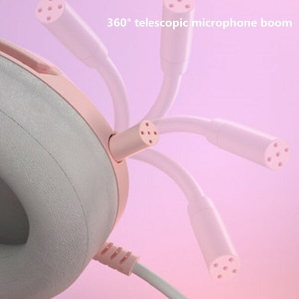 Fone de ouvido com orelhas de gato rosa Kawaii Kawaii fofo