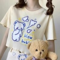 Grafik-T-Shirts mit Kawaii-Bär-Print Bär kawaii