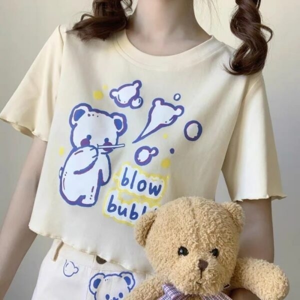 T-shirty z grafiką z nadrukiem niedźwiedzia kawaii niedźwiedź kawaii