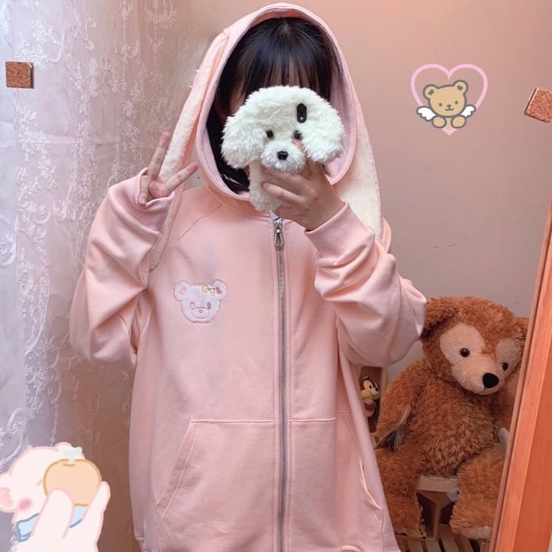 Kawaii Bunny Ears Hoodie - Kawaii Fashion Shop  Cute Asian Japanese  Harajuku Cute Kawaii Fashion Clothing